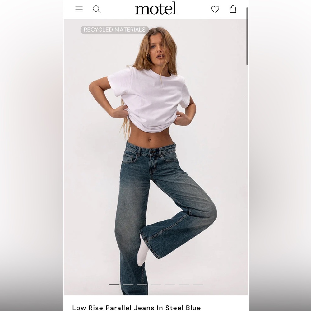 Motel Rocks Low Rise Parallel Jeans In Steel Blue